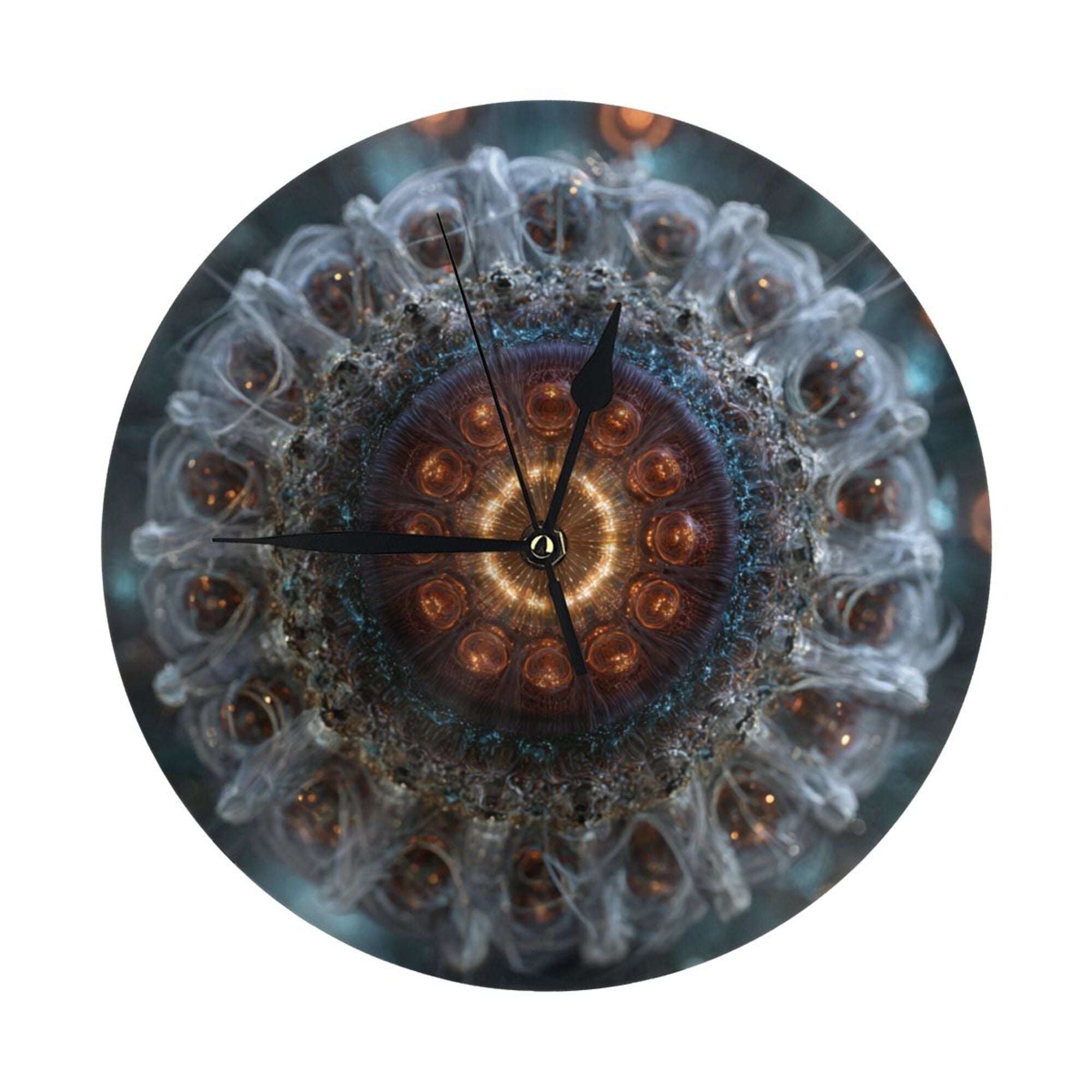 Abstract Art Mandala Round Wall Clock - Creative Decorative Clock for Living Room & Bedroom (Diameter 9.84in/25cm, Thickness 0.2in/0.5cm)