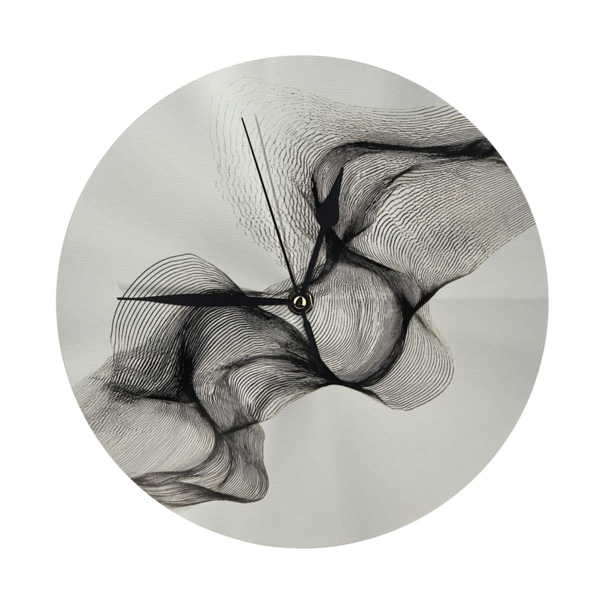 Artistic Line Round Wall Clock - Modern Minimalist Decorative Clock for Living Room & Bedroom (Diameter 9.84in/25cm, Thickness 0.2in/0.5cm)
