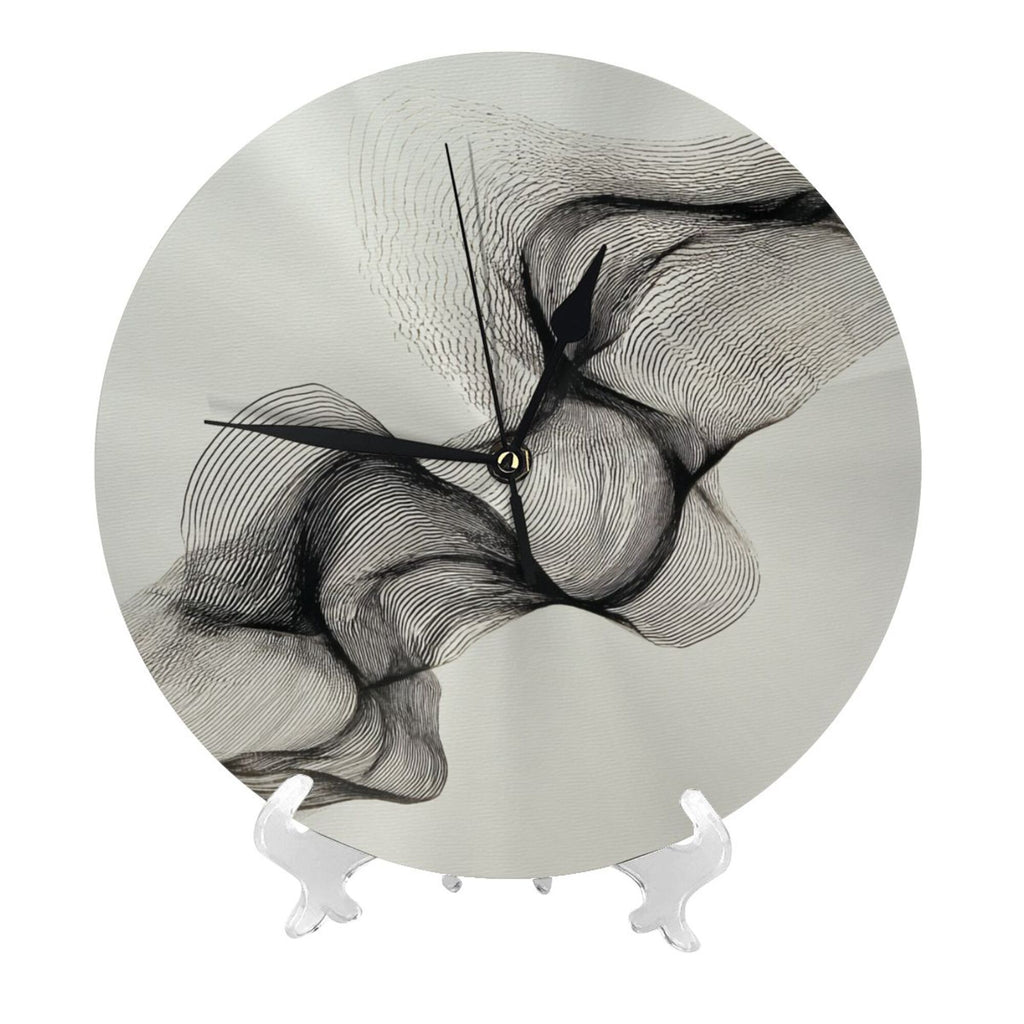 Artistic Line Round Wall Clock - Modern Minimalist Decorative Clock for Living Room & Bedroom (Diameter 9.84in/25cm, Thickness 0.2in/0.5cm)