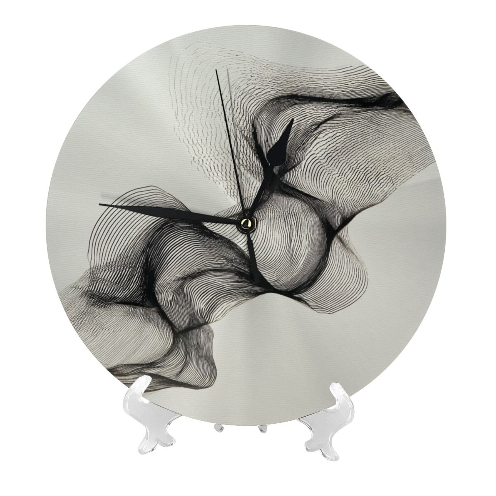 Artistic Line Round Wall Clock - Modern Minimalist Decorative Clock for Living Room & Bedroom (Diameter 9.84in/25cm, Thickness 0.2in/0.5cm)