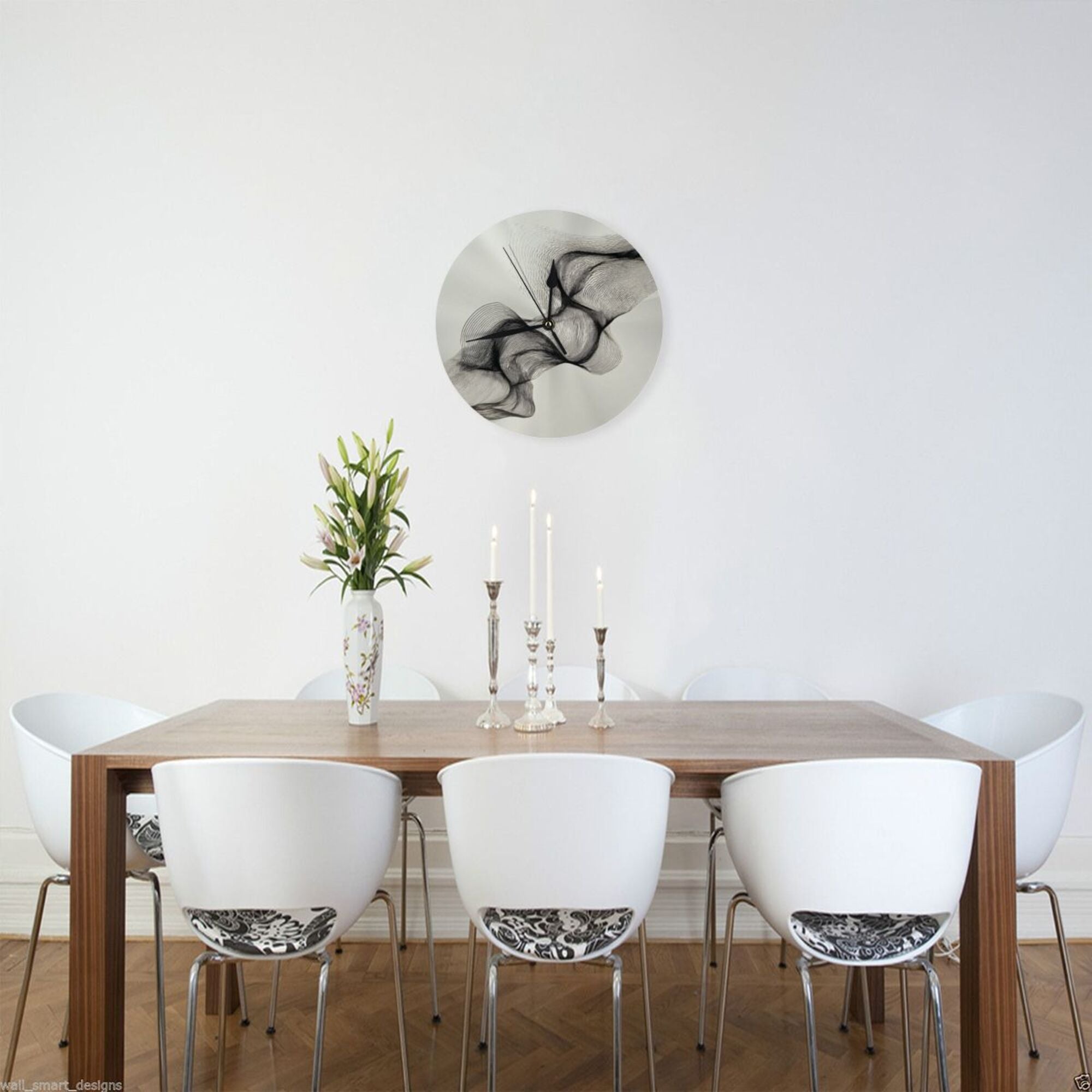 Artistic Line Round Wall Clock - Modern Minimalist Decorative Clock for Living Room & Bedroom (Diameter 9.84in/25cm, Thickness 0.2in/0.5cm)