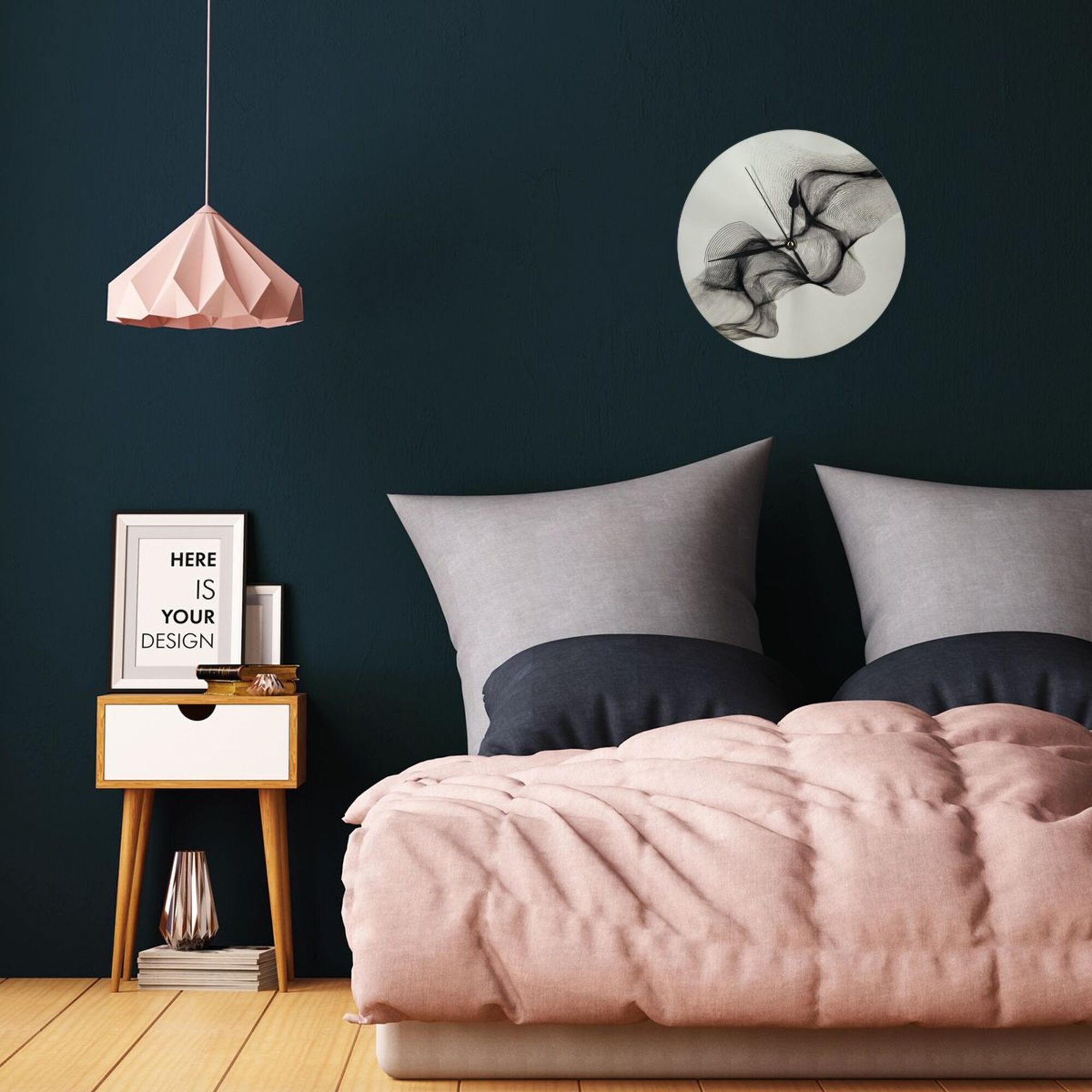 Artistic Line Round Wall Clock - Modern Minimalist Decorative Clock for Living Room & Bedroom (Diameter 9.84in/25cm, Thickness 0.2in/0.5cm)