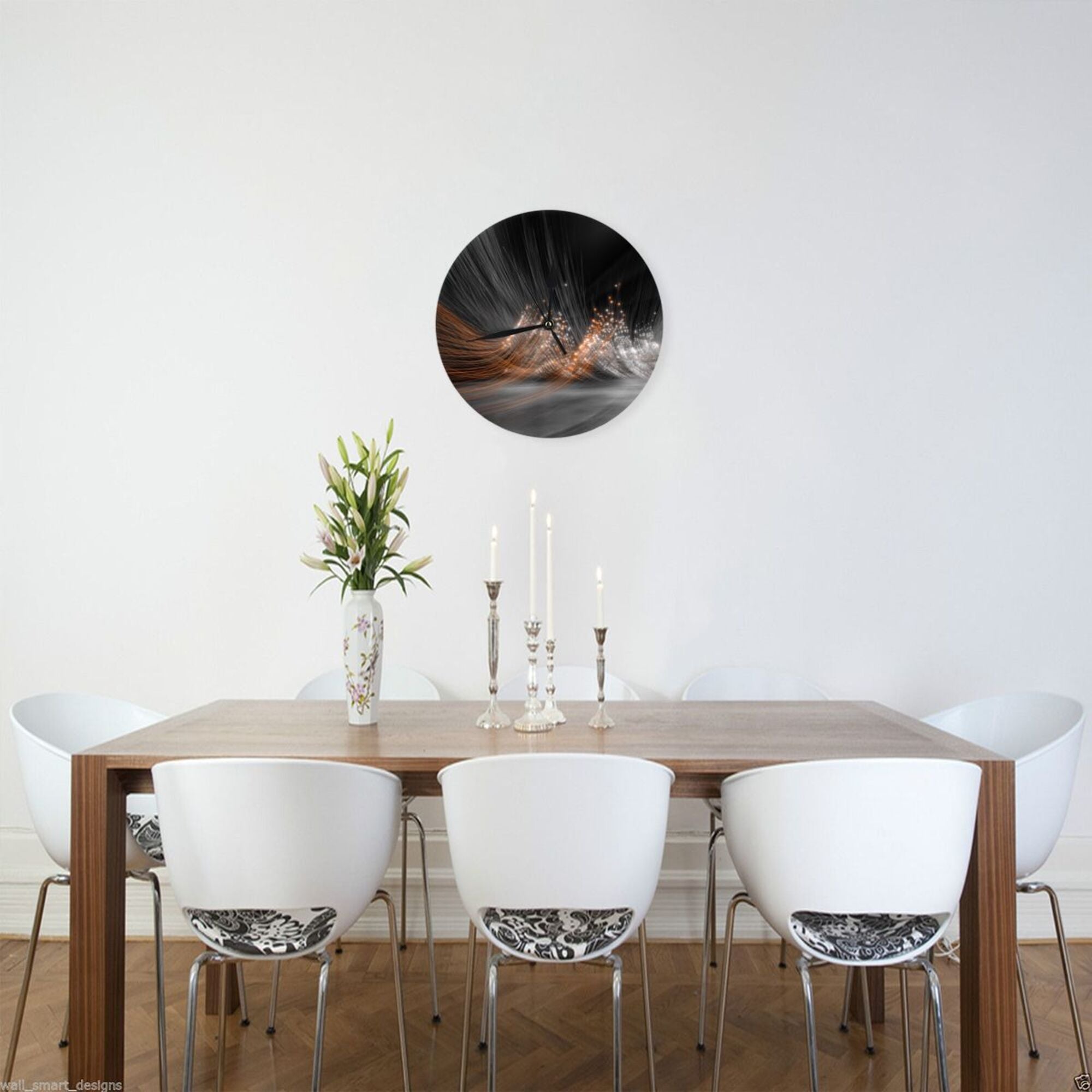 Artistic Light - Shadow Round Wall Clock - Modern Decorative Clock for Living Room & Bedroom (Diameter 9.84in/25cm, Thickness 0.2in/0.5cm)
