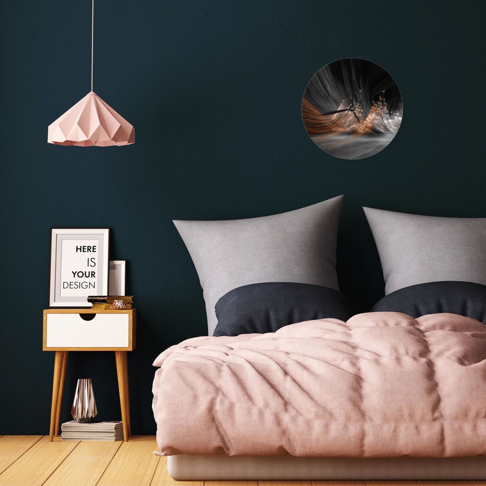 Artistic Light - Shadow Round Wall Clock - Modern Decorative Clock for Living Room & Bedroom (Diameter 9.84in/25cm, Thickness 0.2in/0.5cm)