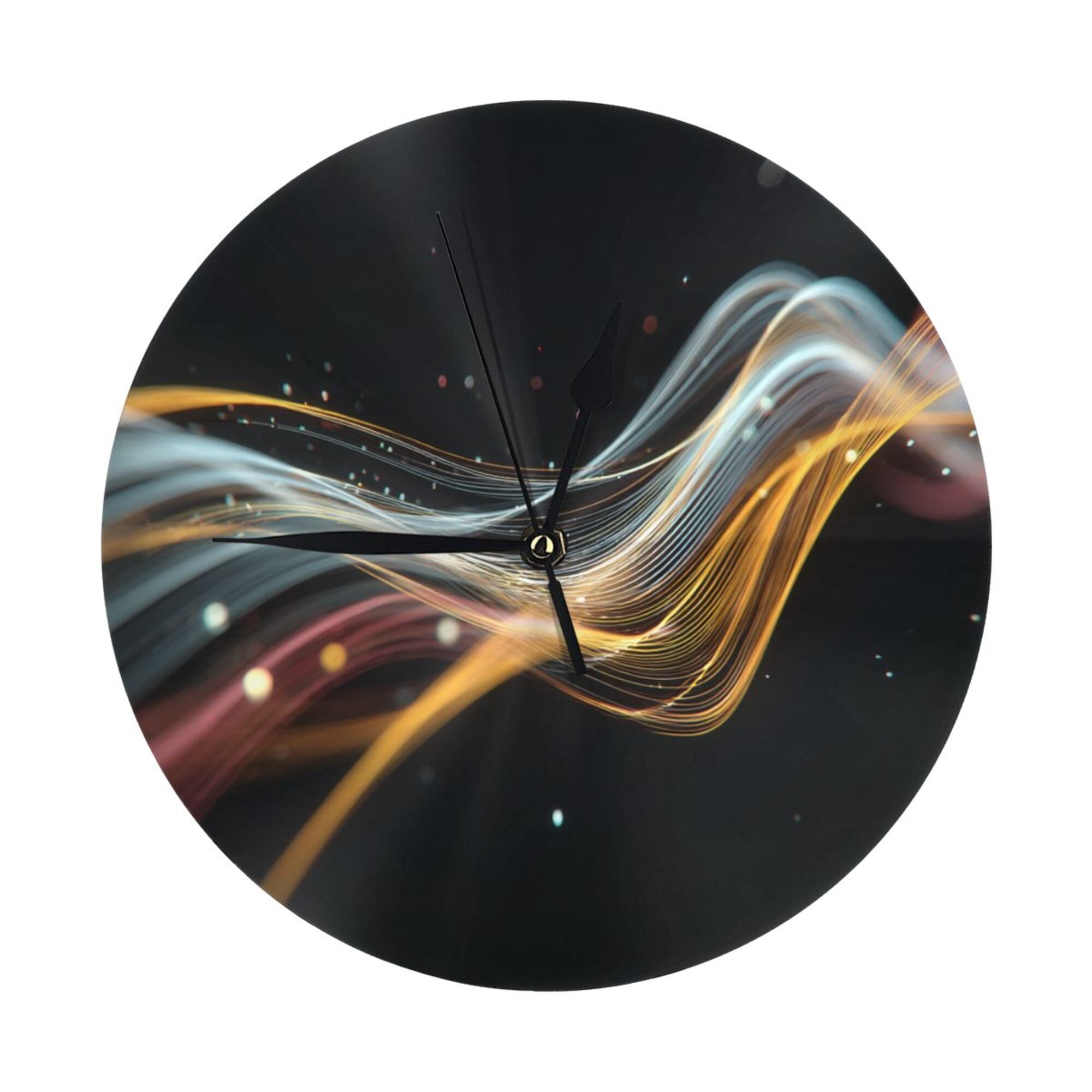 Colorful Streamer Art Round Wall Clock - Modern Minimalist Decorative Clock for Living Room & Bedroom (Diameter 9.84in/25cm, Thickness 0.2in/0.5cm)