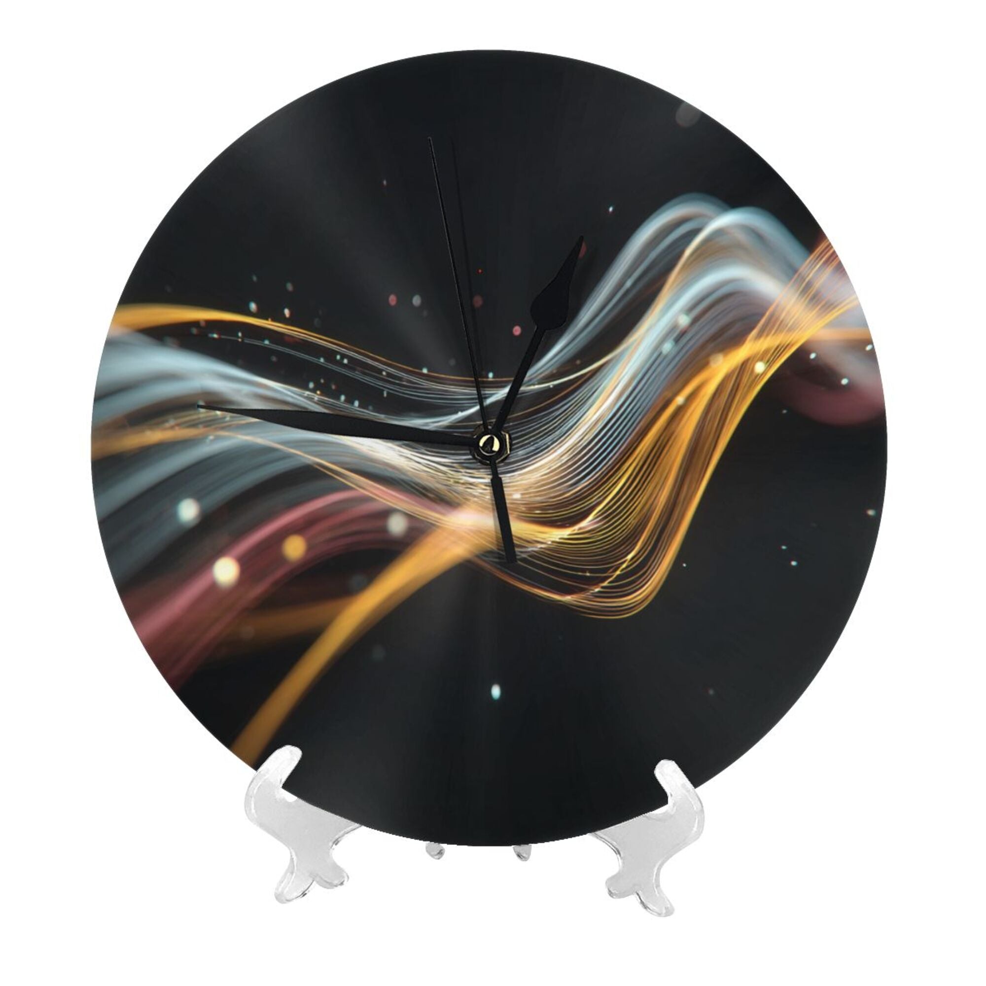 Colorful Streamer Art Round Wall Clock - Modern Minimalist Decorative Clock for Living Room & Bedroom (Diameter 9.84in/25cm, Thickness 0.2in/0.5cm)