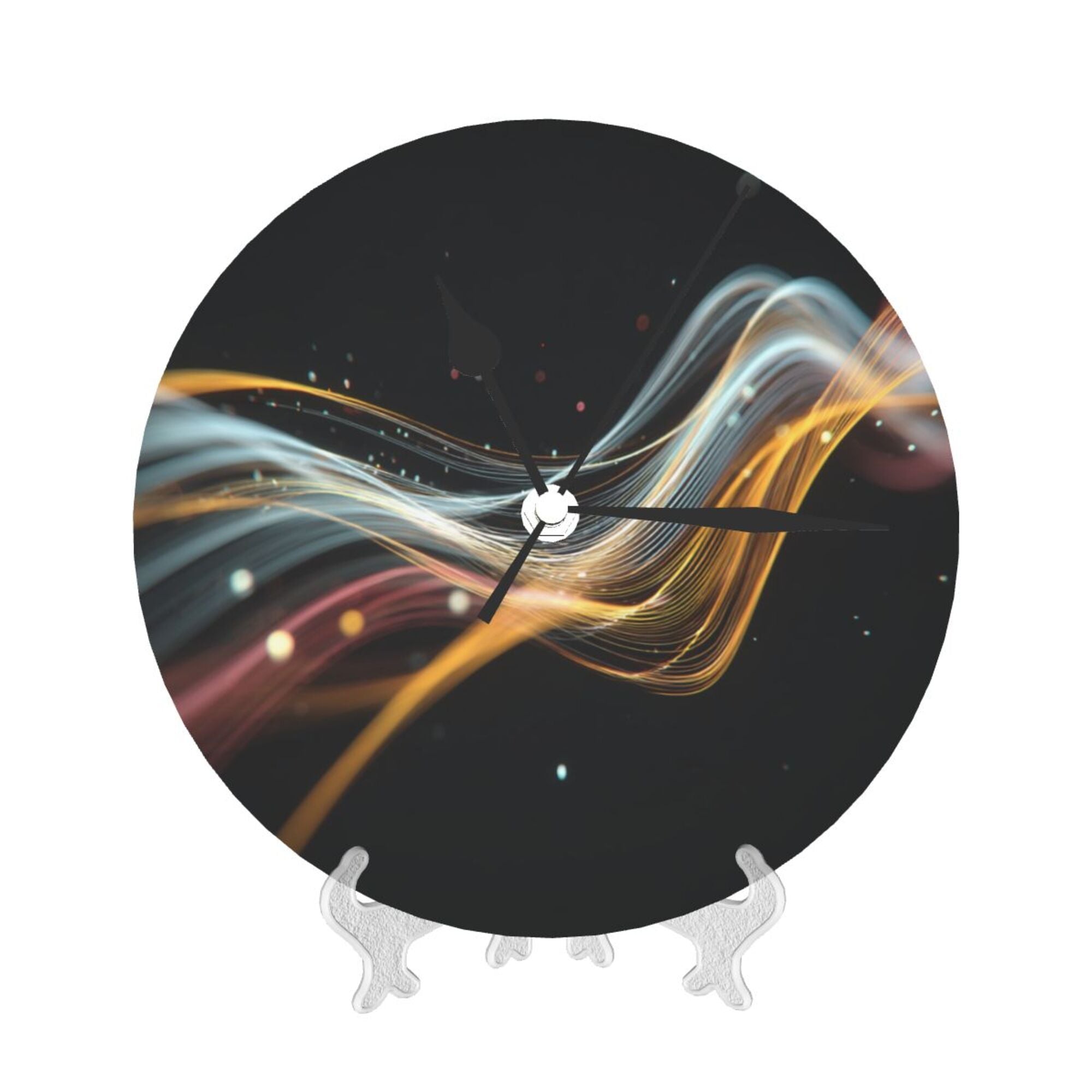 Colorful Streamer Art Round Wall Clock - Modern Minimalist Decorative Clock for Living Room & Bedroom (Diameter 9.84in/25cm, Thickness 0.2in/0.5cm)