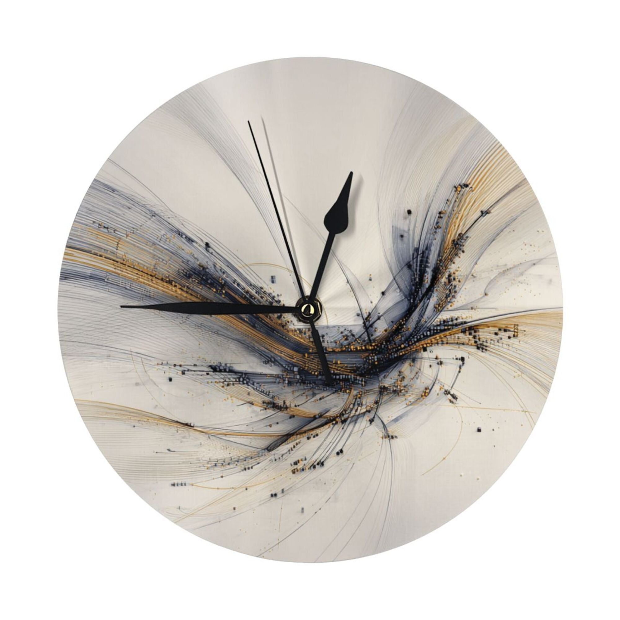 Abstract Line Art Round Wall Clock - Modern Decorative Clock for Living Room & Bedroom (Diameter 9.84in/25cm, Thickness 0.2in/0.5cm)