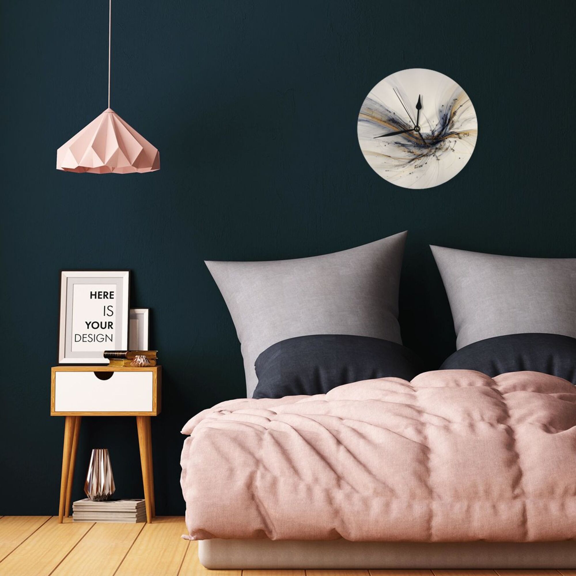 Abstract Line Art Round Wall Clock - Modern Decorative Clock for Living Room & Bedroom (Diameter 9.84in/25cm, Thickness 0.2in/0.5cm)