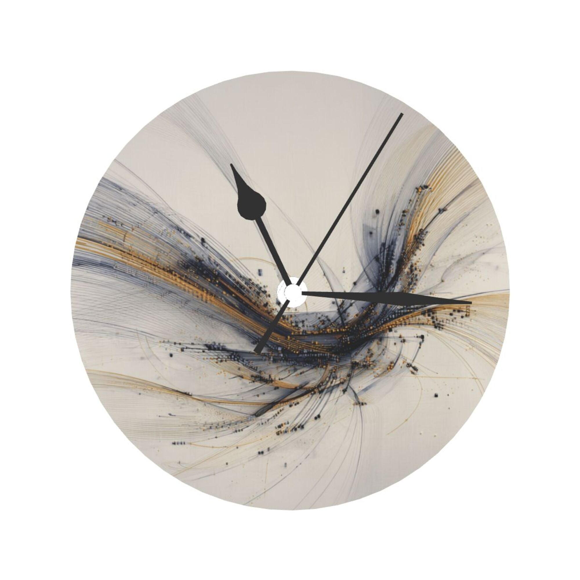 Abstract Line Art Round Wall Clock - Modern Decorative Clock for Living Room & Bedroom (Diameter 9.84in/25cm, Thickness 0.2in/0.5cm)