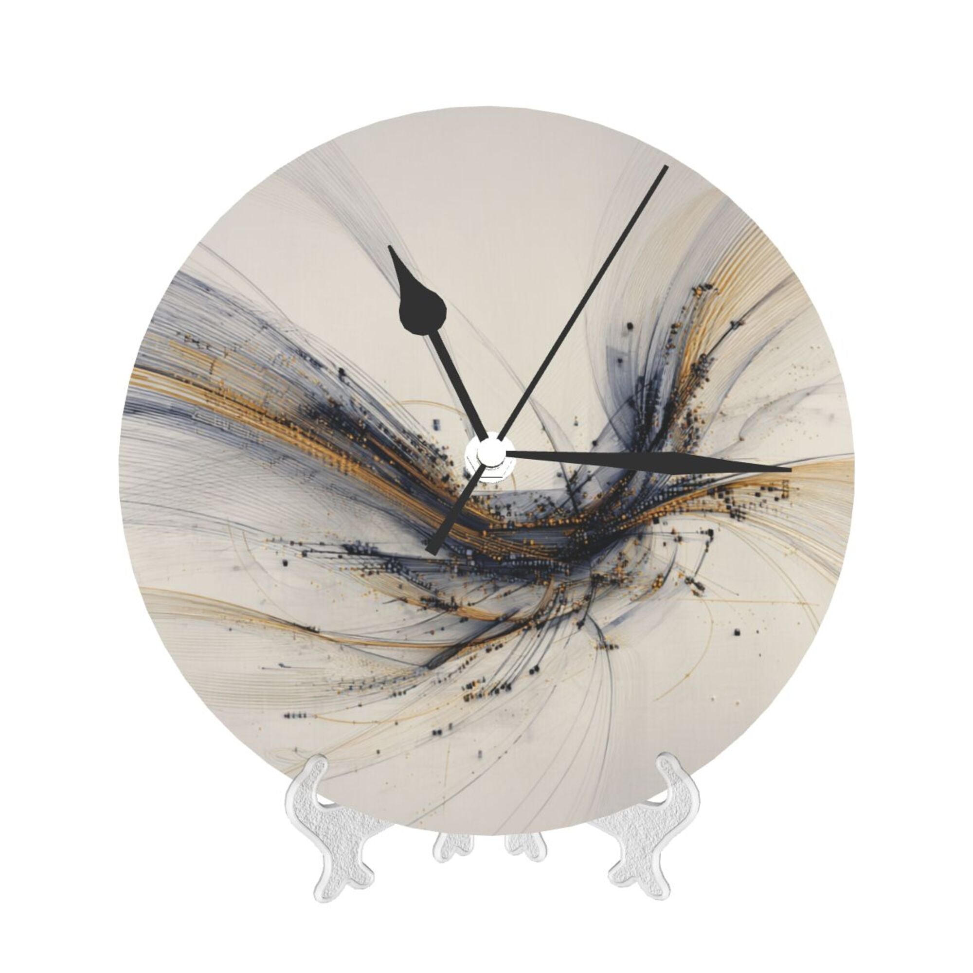 Abstract Line Art Round Wall Clock - Modern Decorative Clock for Living Room & Bedroom (Diameter 9.84in/25cm, Thickness 0.2in/0.5cm)