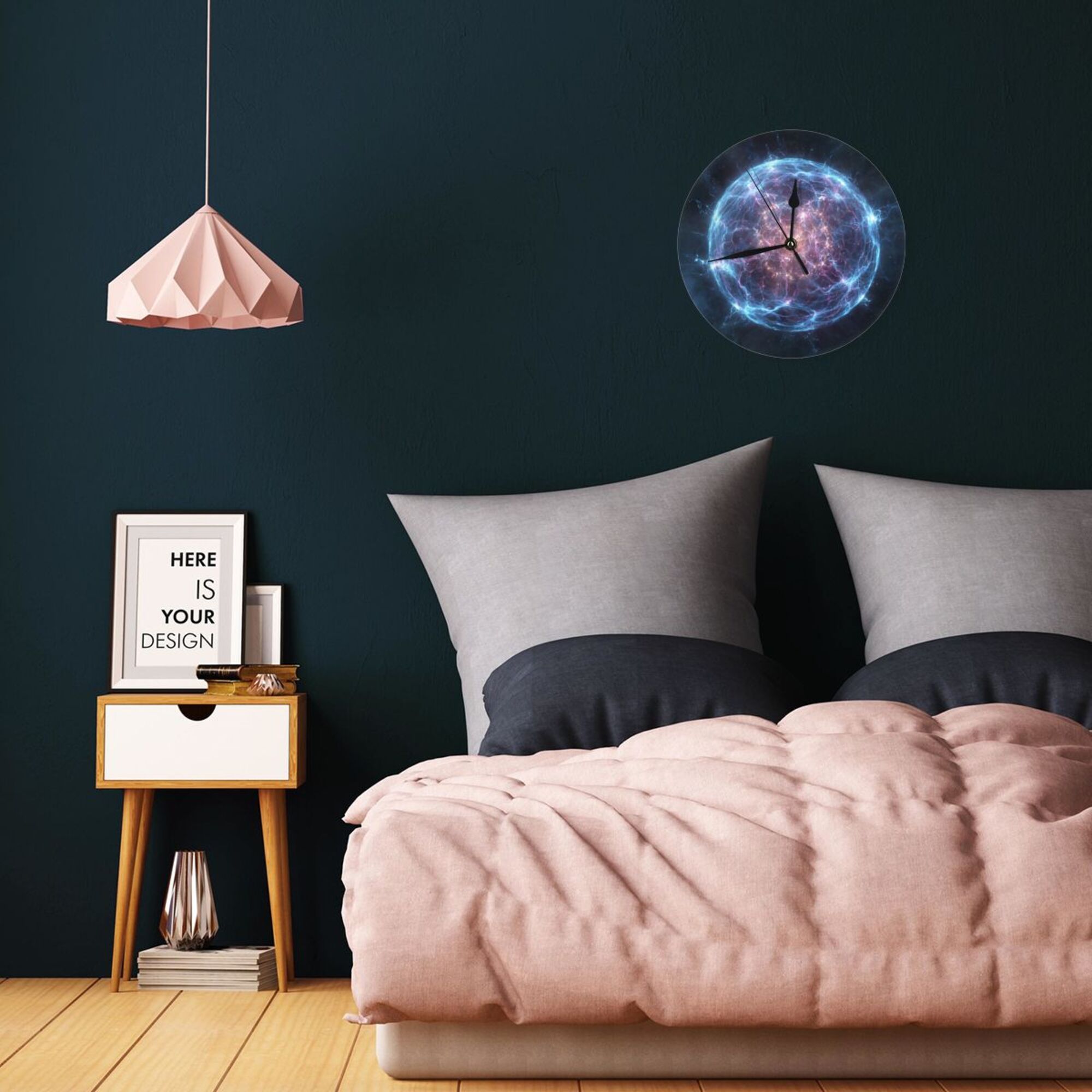 Cosmic Energy Ball Art Wall Clock - Modern Creative Decorative Clock for Living Room & Bedroom (Diameter 9.84in/25cm, Thickness 0.2in/0.5cm)