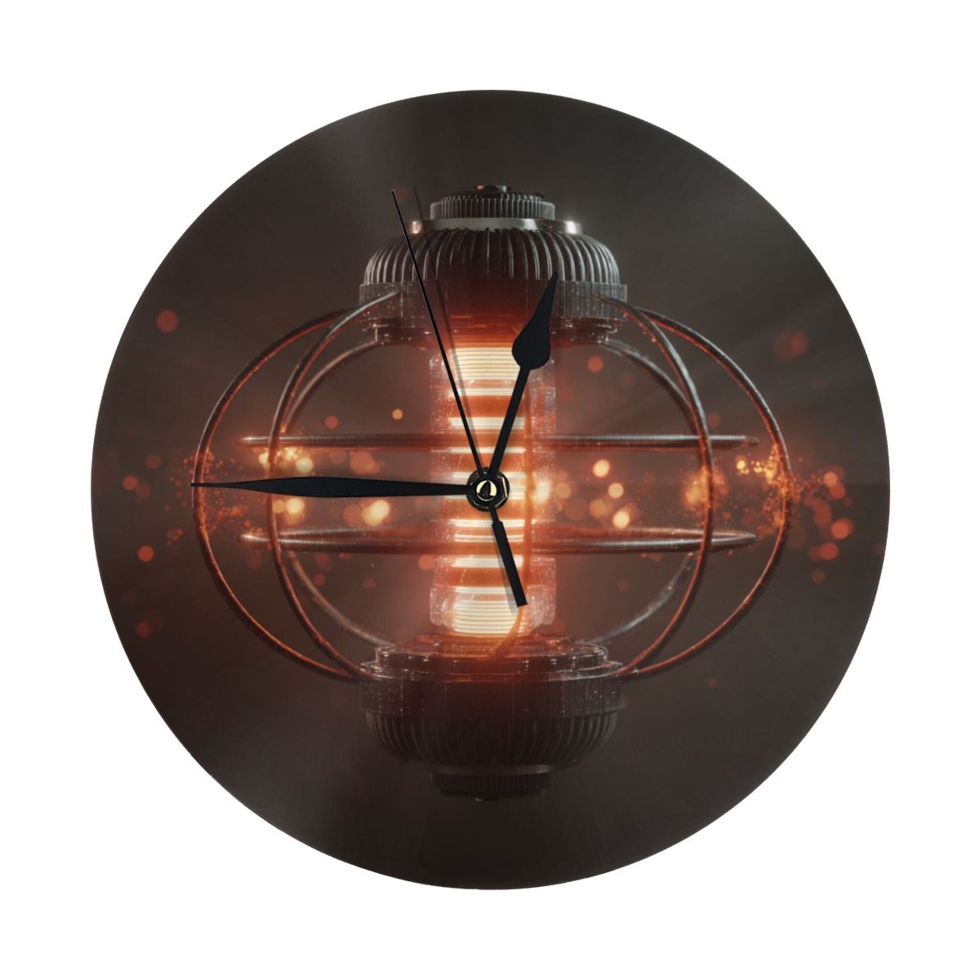 Industrial - Style Mechanical Energy Ball Round Wall Clock - Creative Decorative Clock for Living Room & Bedroom (Diameter 9.84in/25cm, Thickness 0.2in/0.5cm)