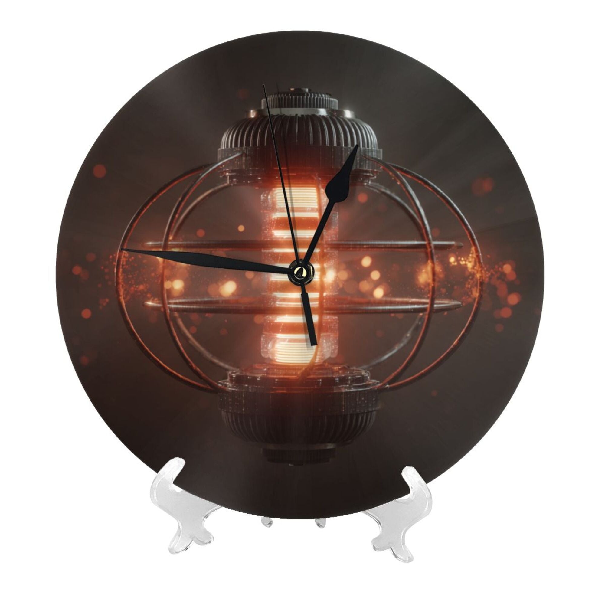 Industrial - Style Mechanical Energy Ball Round Wall Clock - Creative Decorative Clock for Living Room & Bedroom (Diameter 9.84in/25cm, Thickness 0.2in/0.5cm)
