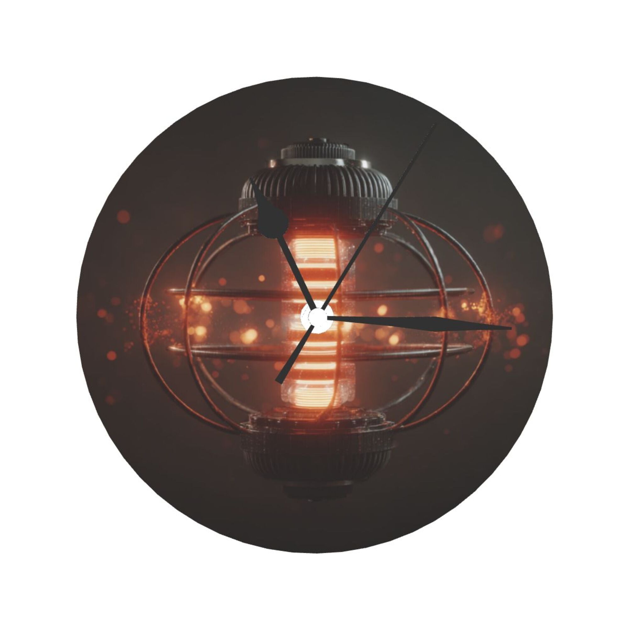 Industrial - Style Mechanical Energy Ball Round Wall Clock - Creative Decorative Clock for Living Room & Bedroom (Diameter 9.84in/25cm, Thickness 0.2in/0.5cm)