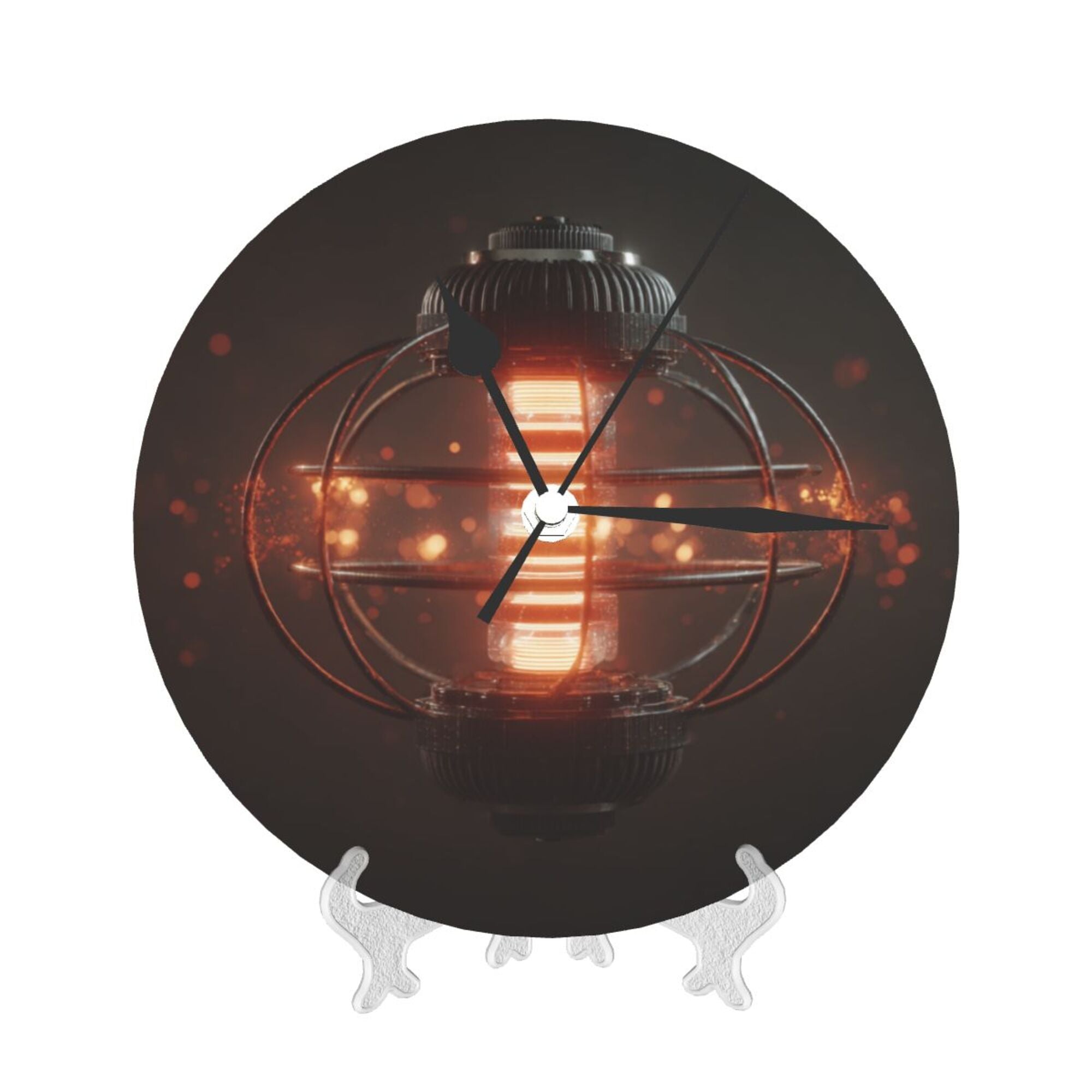 Industrial - Style Mechanical Energy Ball Round Wall Clock - Creative Decorative Clock for Living Room & Bedroom (Diameter 9.84in/25cm, Thickness 0.2in/0.5cm)