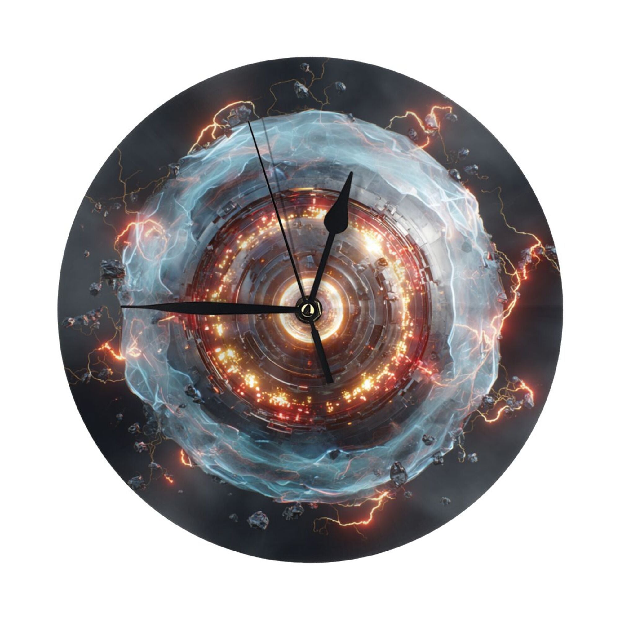 Sci - Fi Energy Vortex Round Wall Clock - Creative Decorative Clock for Living Room & Bedroom (Diameter 9.84in/25cm, Thickness 0.2in/0.5cm)