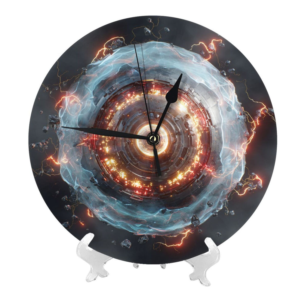 Sci - Fi Energy Vortex Round Wall Clock - Creative Decorative Clock for Living Room & Bedroom (Diameter 9.84in/25cm, Thickness 0.2in/0.5cm)
