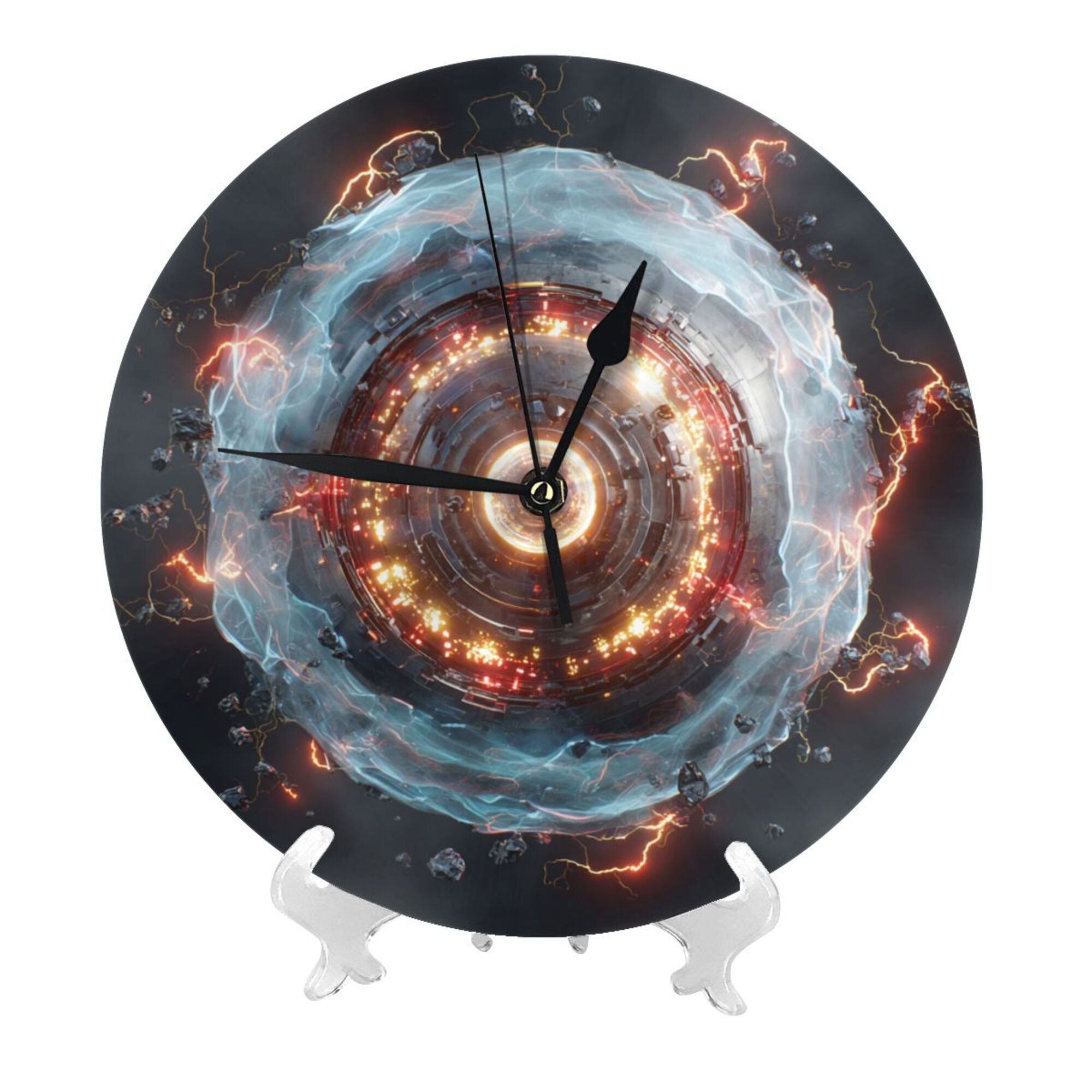 Sci - Fi Energy Vortex Round Wall Clock - Creative Decorative Clock for Living Room & Bedroom (Diameter 9.84in/25cm, Thickness 0.2in/0.5cm)