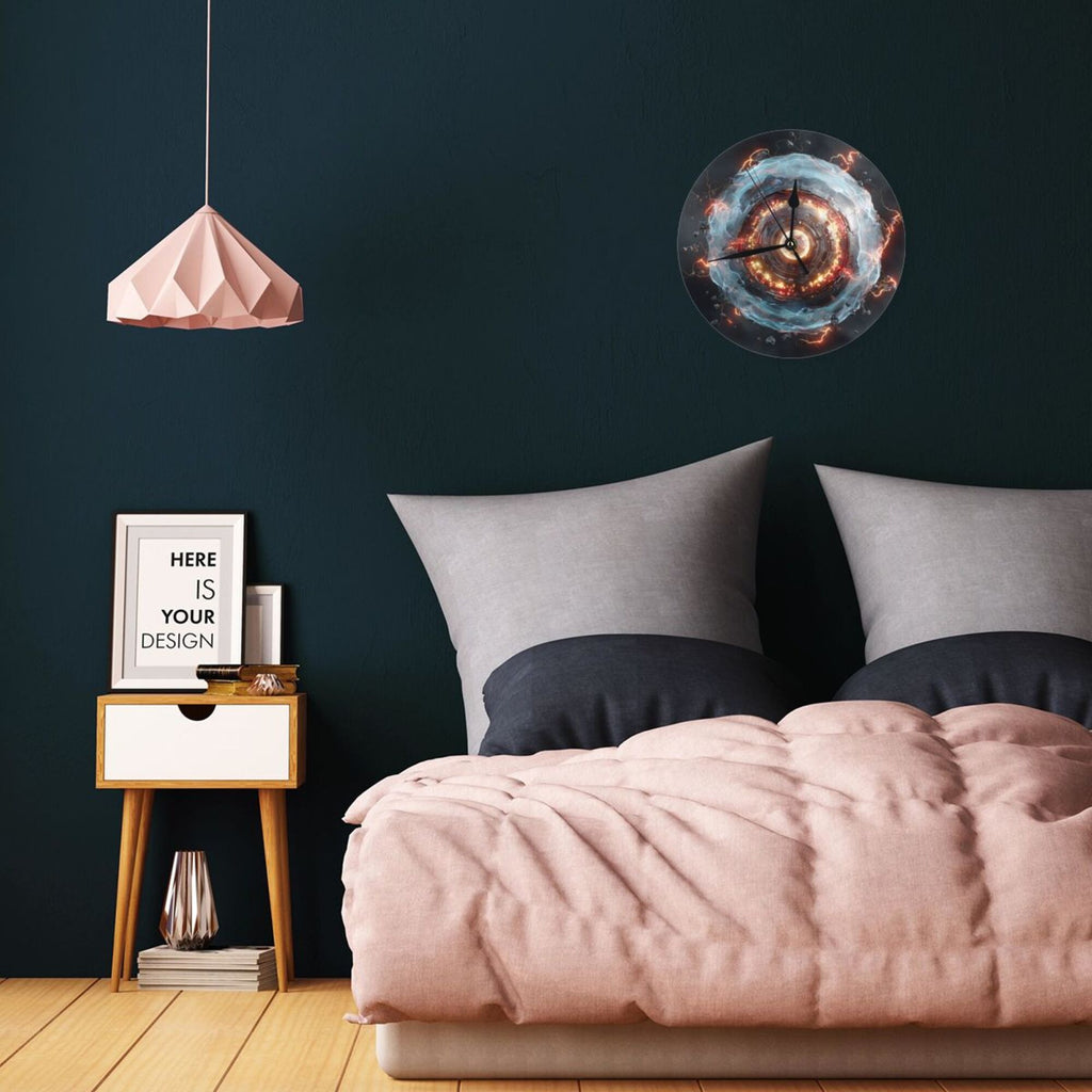 Sci - Fi Energy Vortex Round Wall Clock - Creative Decorative Clock for Living Room & Bedroom (Diameter 9.84in/25cm, Thickness 0.2in/0.5cm)