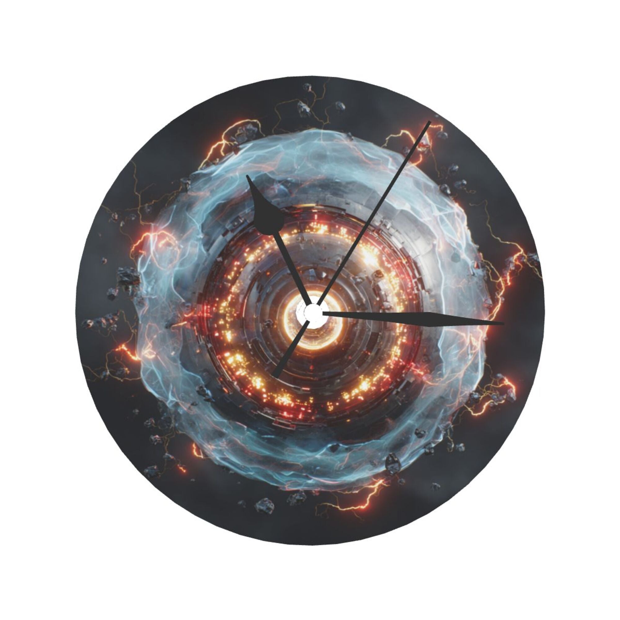 Sci - Fi Energy Vortex Round Wall Clock - Creative Decorative Clock for Living Room & Bedroom (Diameter 9.84in/25cm, Thickness 0.2in/0.5cm)