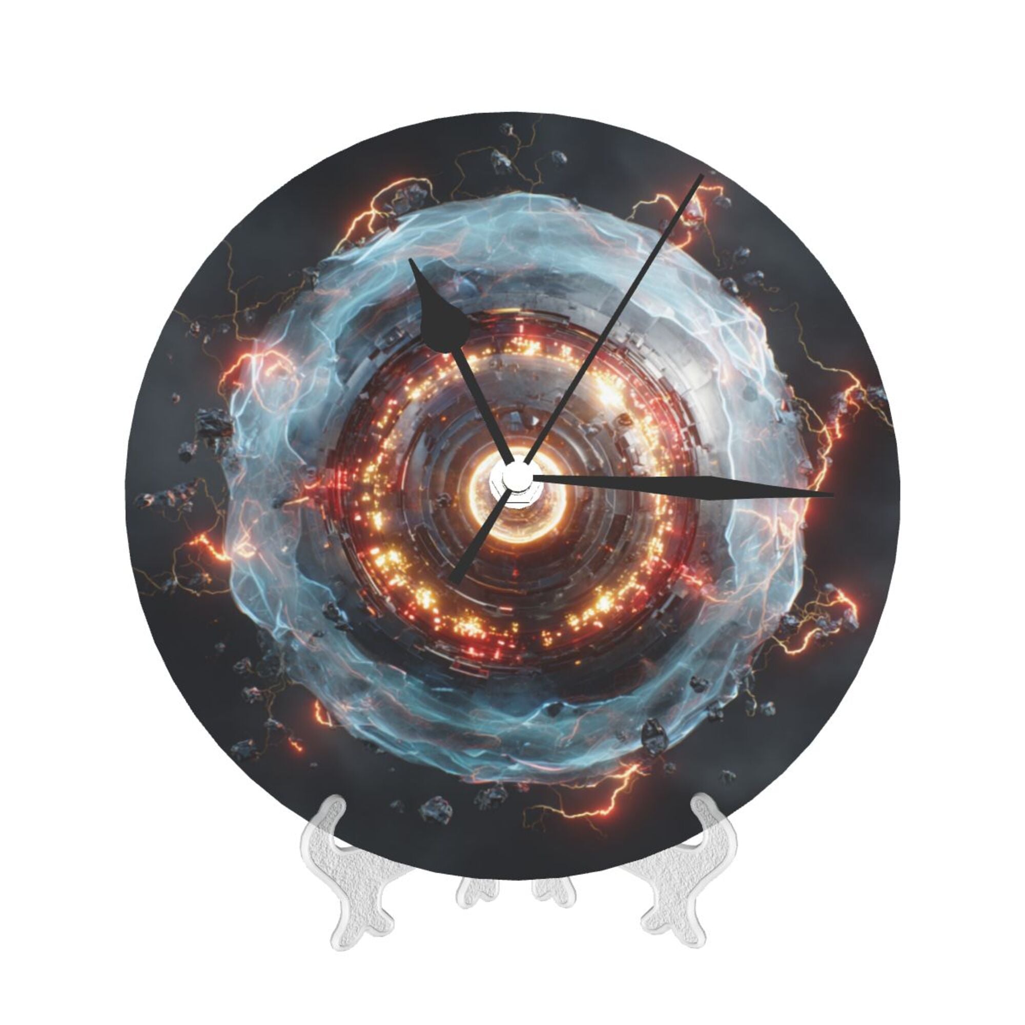 Sci - Fi Energy Vortex Round Wall Clock - Creative Decorative Clock for Living Room & Bedroom (Diameter 9.84in/25cm, Thickness 0.2in/0.5cm)