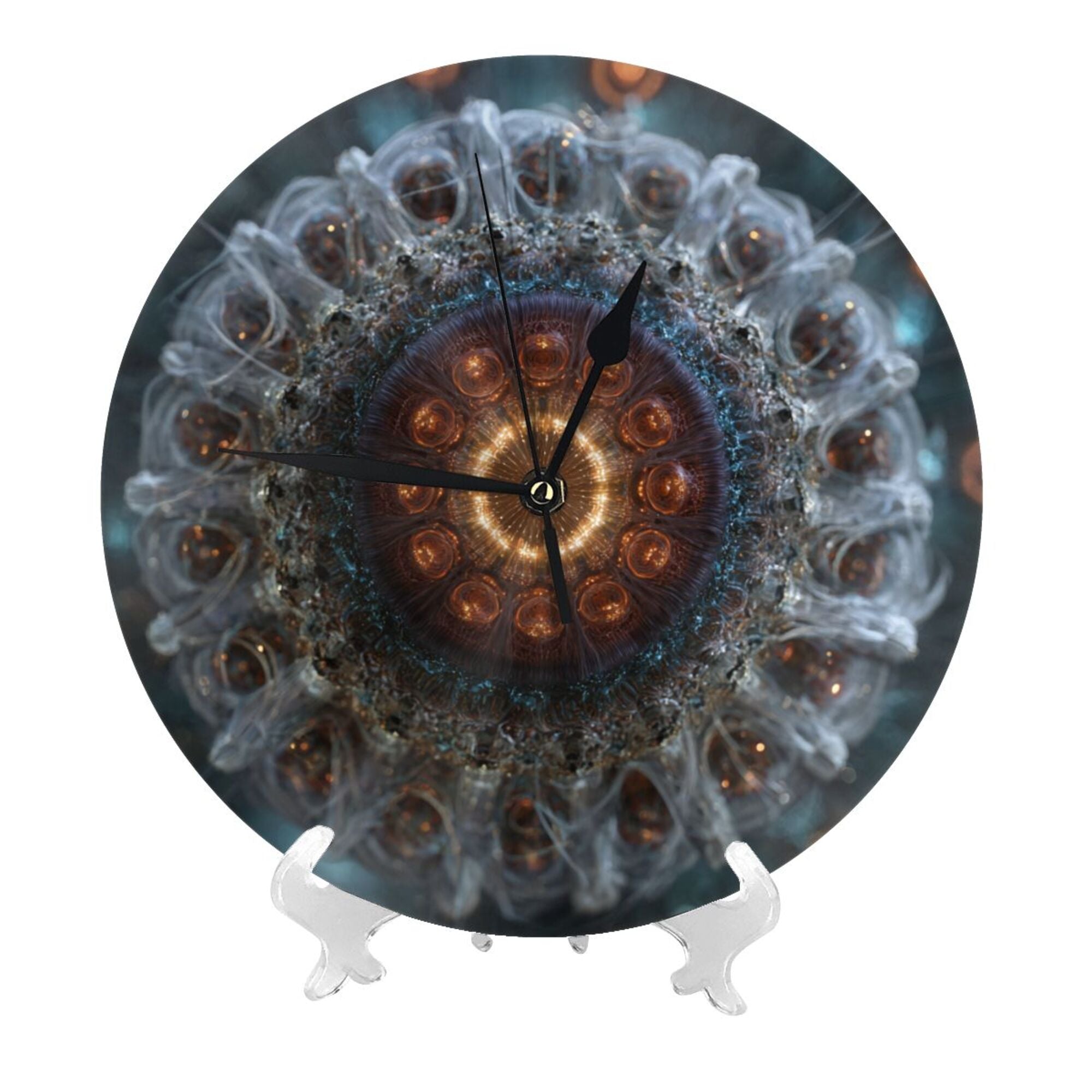 Abstract Art Mandala Round Wall Clock - Creative Decorative Clock for Living Room & Bedroom (Diameter 9.84in/25cm, Thickness 0.2in/0.5cm)