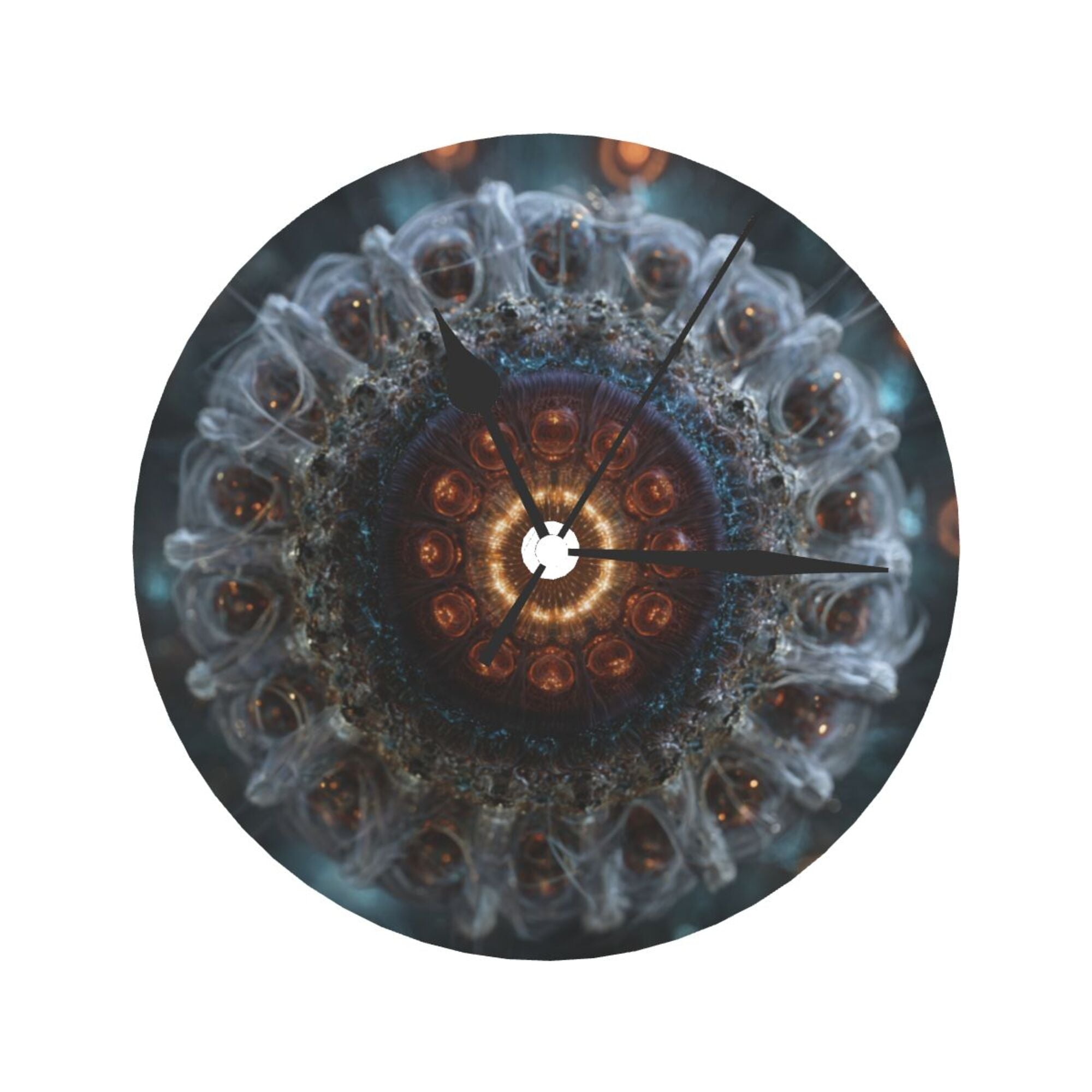 Abstract Art Mandala Round Wall Clock - Creative Decorative Clock for Living Room & Bedroom (Diameter 9.84in/25cm, Thickness 0.2in/0.5cm)