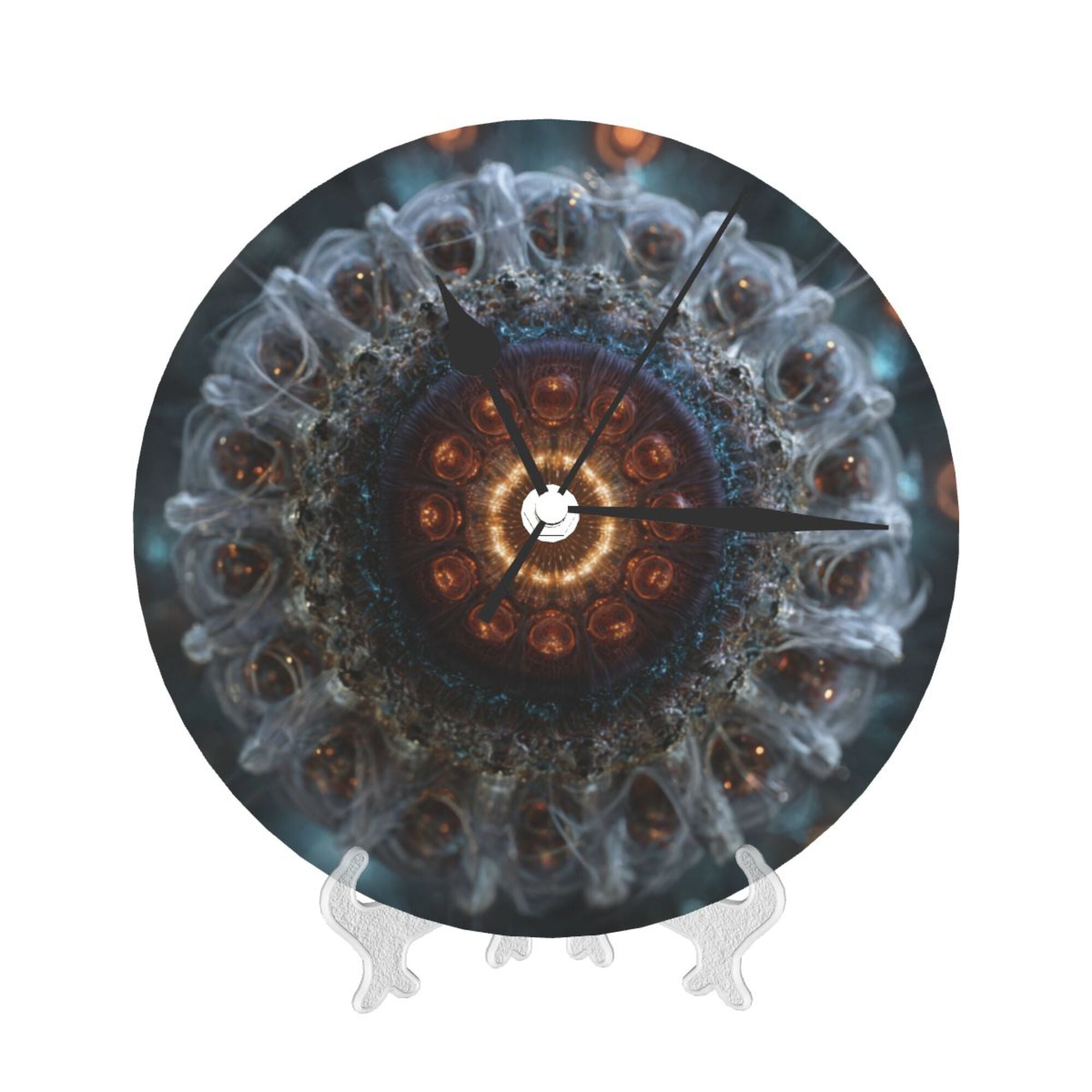 Abstract Art Mandala Round Wall Clock - Creative Decorative Clock for Living Room & Bedroom (Diameter 9.84in/25cm, Thickness 0.2in/0.5cm)