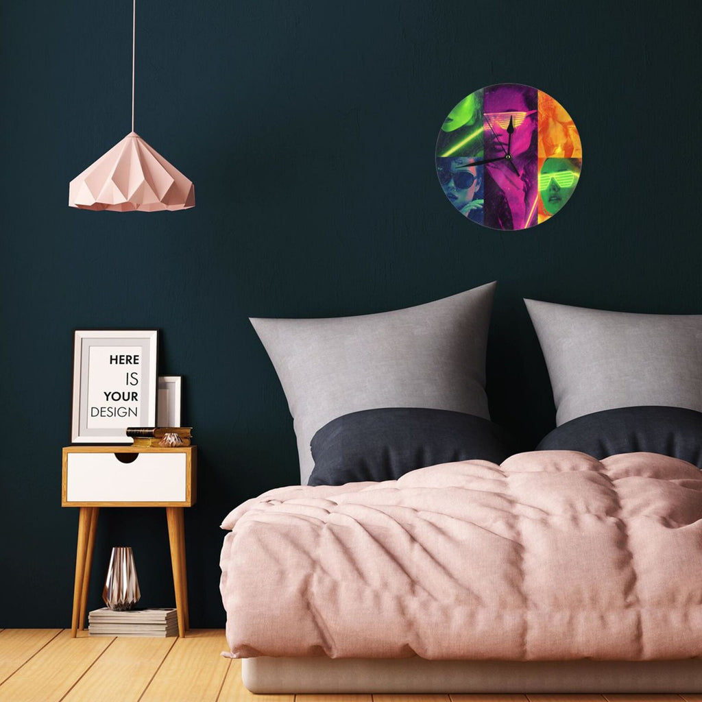 Cyberpunk Character Collage Round Wall Clock - Trendy Art Decorative Clock for Living Room & Bedroom (Diameter 9.84in/25cm, Thickness 0.2in/0.5cm)