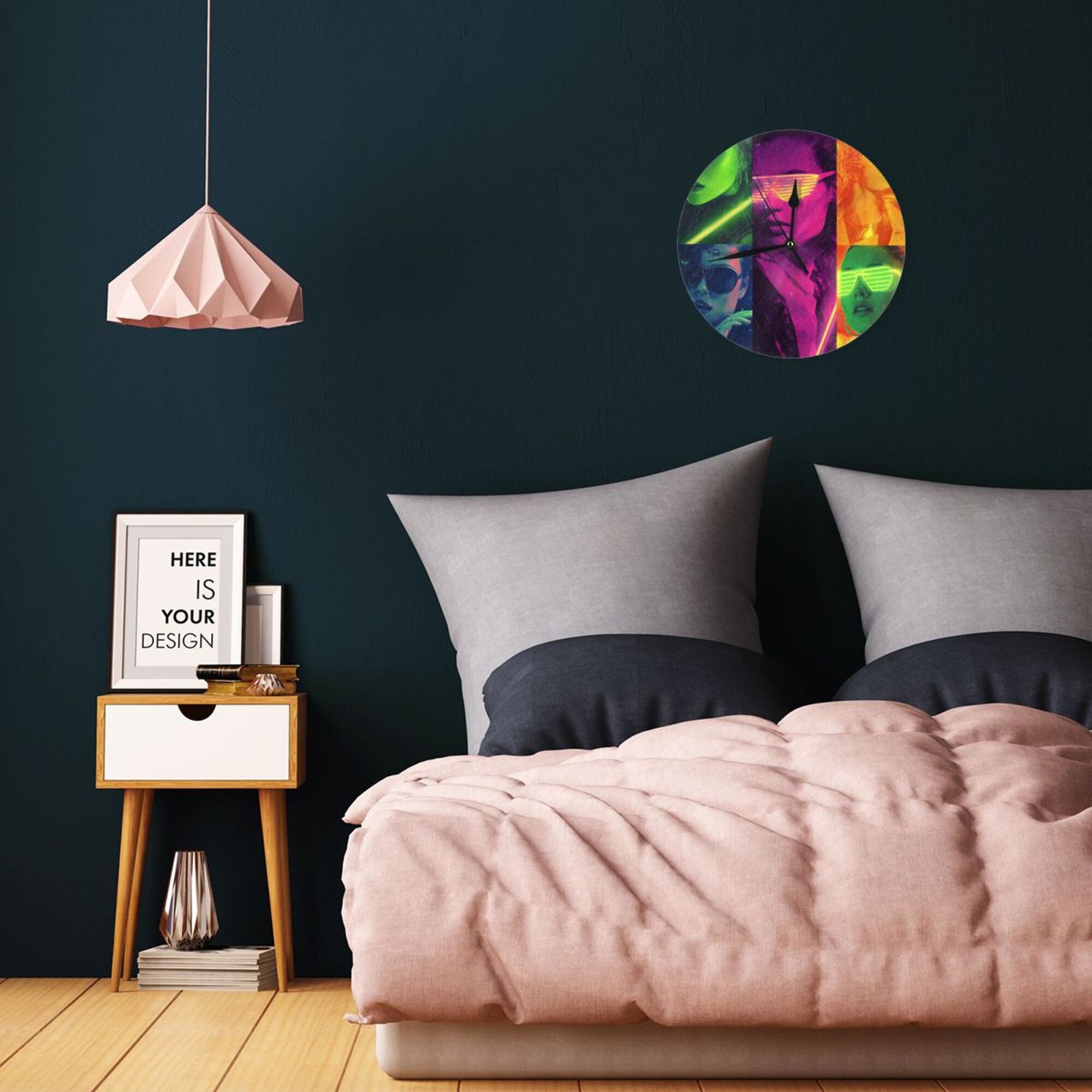 Cyberpunk Character Collage Round Wall Clock - Trendy Art Decorative Clock for Living Room & Bedroom (Diameter 9.84in/25cm, Thickness 0.2in/0.5cm)